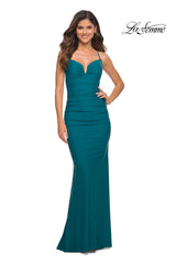 Lace-Up Back Jersey Long La Femme Prom Dress