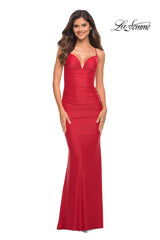 Lace-Up Back Jersey Long La Femme Prom Dress