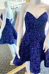 Dark Green Sequin Sweetheart A-Line Short Homecoming Dress