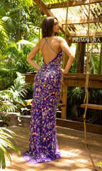 Beaded Floral Print Long Primavera Prom Dress
