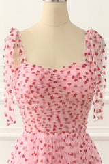 Pink Tulle Spaghetti Straps Prom Dress Short Beautiful