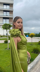 Sheath One Shoulder Olive Green Sexy Long formal dresses Bridesmaid Dresses evening gown Prom Dress