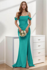 Trumpet-Mermaid Sweep-Brush Train Silk-Like Prom Dress CS0399