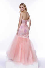 Affordable Long Pink Strapless Mermaid Prom Dress