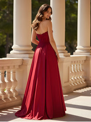 A-Line Appliqued Sweetheart Lace-Up Gown Burgundy