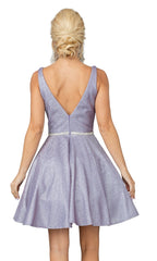 Metallic Glitter Short Prom Dress with Pockets