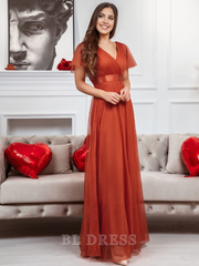 A-line Double V-Neck Empire Waist Front Wrap Tulle formal dresses Bridesmaid Dresses evening gown Mother of Bride Dress Prom Dress