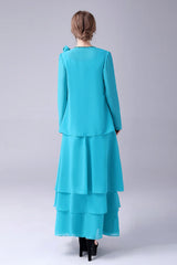 A-Line Scoop Neck Chiffon Floor-Length Mother Of the Bride Dress