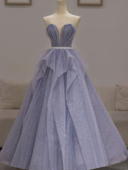Purple tulle sequin long prom dress purple sequin evening dress