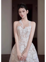 Vintage White Lace Applique Prom Dress Sheath Evening Dress Long Formal Dress HZ1024