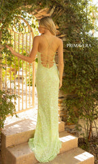 Strappy-Back Pastel Long Sequin Prom Dress 3290