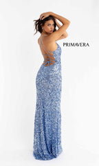 Strappy-Back Pastel Long Sequin Prom Dress 3290