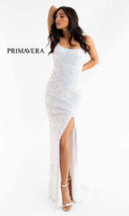 Strappy-Back Pastel Long Sequin Prom Dress 3290