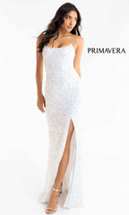 Strappy-Back Pastel Long Sequin Prom Dress 3290