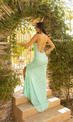 Strappy-Back Pastel Long Sequin Prom Dress 3290