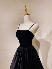 Simple black long prom dress, black evening dress