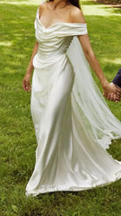 Mermaid Off The Shoulder White formal dresses Bridesmaid Dresses evening gown Prom Dress
