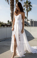 Chiffon Lace Wedding Gown Long Bridal Dress Custom Plus Size