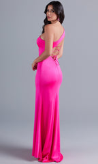 PromGirl Shimmer One-Shoulder Long Prom Dress
