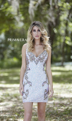 Short Sequin Corset-Back Formal Homecoming Dress