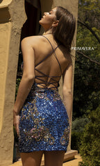Short Sequin Corset-Back Formal Homecoming Dress