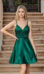Short A-Line Homecoming Dress With Lace-Up Back
