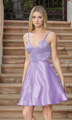 Short A-Line Homecoming Dress With Lace-Up Back