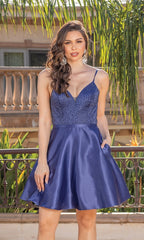 Short A-Line Homecoming Dress With Lace-Up Back
