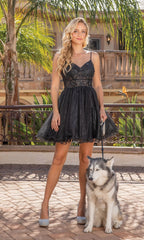 Glitter Tulle Babydoll Short Prom Dress 3336