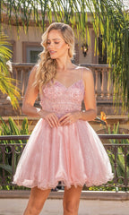 Glitter Tulle Babydoll Short Prom Dress 3336
