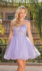 Glitter Tulle Babydoll Short Prom Dress 3336