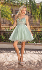 Glitter Tulle Babydoll Short Prom Dress 3336