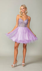 Glitter Tulle Short Prom Dress 3353