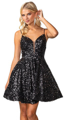 Short A-Line Sequin Hoco Dress 3356