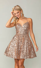 Short A-Line Sequin Hoco Dress 3356