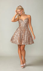 Short A-Line Sequin Hoco Dress 3356
