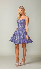 Short A-Line Sequin Hoco Dress 3356