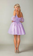 Lilac Purple A-Line Short Hoco Dress 3362