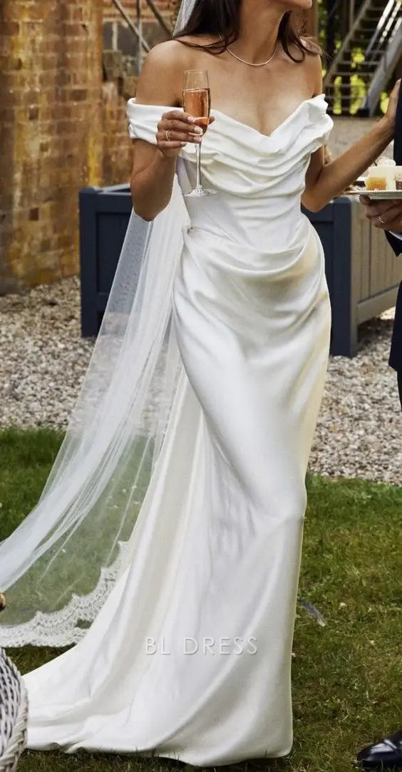 Mermaid Off The Shoulder White formal dresses Bridesmaid Dresses evening gown Prom Dress