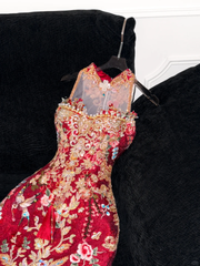 Gorgeous Sparkling Beaded Sequin Mermaid Design Exquisite Embroidery Evening Dress Prom Dresses HZ1024