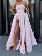 Custom Made Floor Length Prom Dress with Leg Slit, Long Formal Evening Graduation Dresses