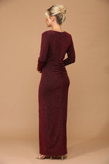 Long Mother of the Bride Formal Metallic Dress