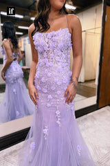 35049 - Classy Scoop Lace Appliques Sleeveless Mermaid Long Evening Prom Dress