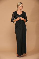 Long Mother of the Bride 2 Piece Formal Bolero Dress