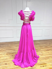 A-Line Backless Long Prom Dresses, Red Long Evening Dresses