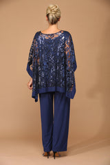 Long Formal Mother of the Bride Cape Pant Set