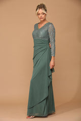 Long Sleeve Formal Mother of the Bride Evening Gown