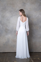 Long Sleeve Formal Chiffon Dress
