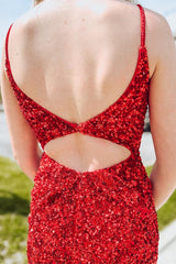 Red Sequin Cutout Back Short Homecoming Dress