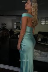 Sheath Off The Shoulder Sexy Backless Satin Long formal dresses Bridesmaid Dresses evening gown Prom Dress